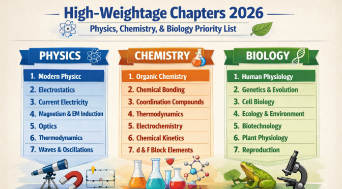 High-Weightage Chapters 2026: Physics, Chemistry, & Biology Priority List