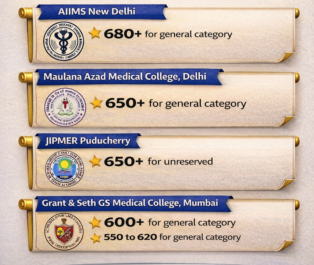 Top Indian medical colleges and NEET scores